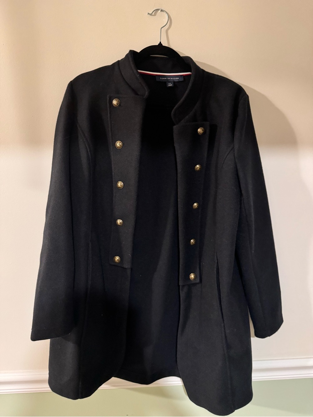Tommy Hilfiger Navy Military-Style Coat with Gold Buttons